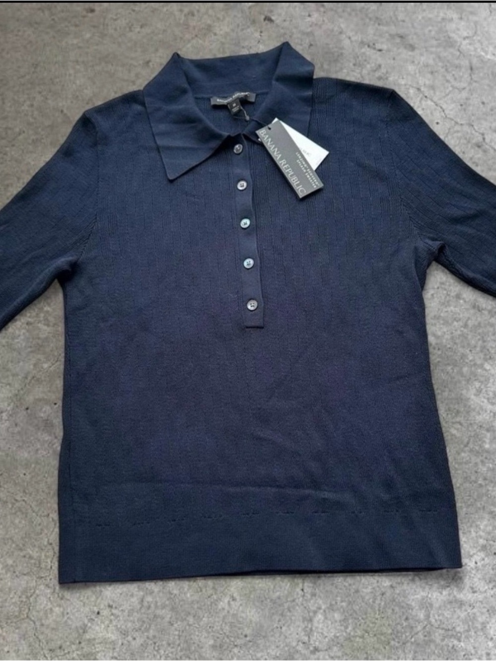 Banana Republic Aria Sweater Navy Polo Knit Top NWT